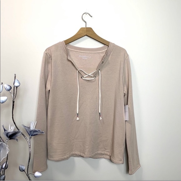 Beyond Yoga Sweaters - Beyond Yoga Lace Up Pullover Sweater